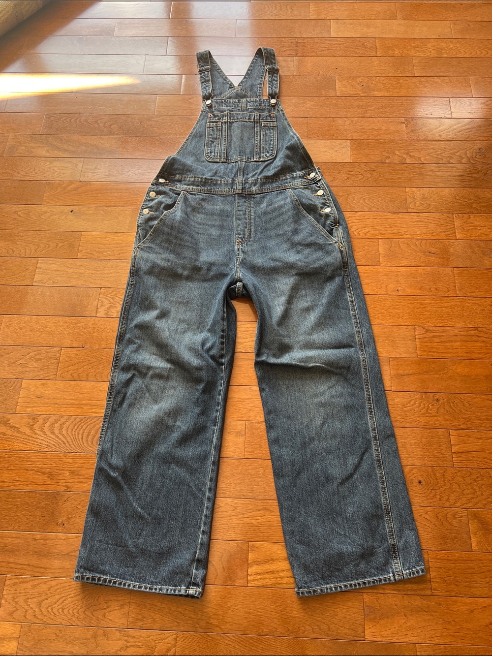 ❤️Old Navy Women's Denim Overalls-Blue Wash-Baggy Wide Leg-12❤️